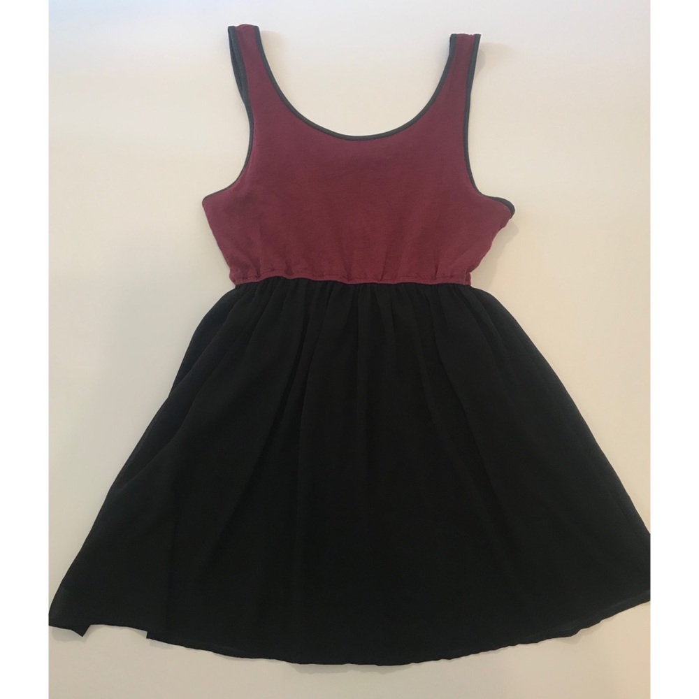 {f21} skater dress with leather details